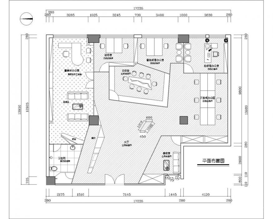 200平方辦公室異型設計平面圖