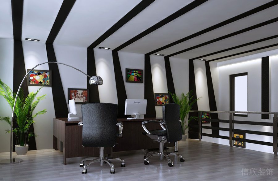 黑白印畫辦公室裝修-經(jīng)理辦公室