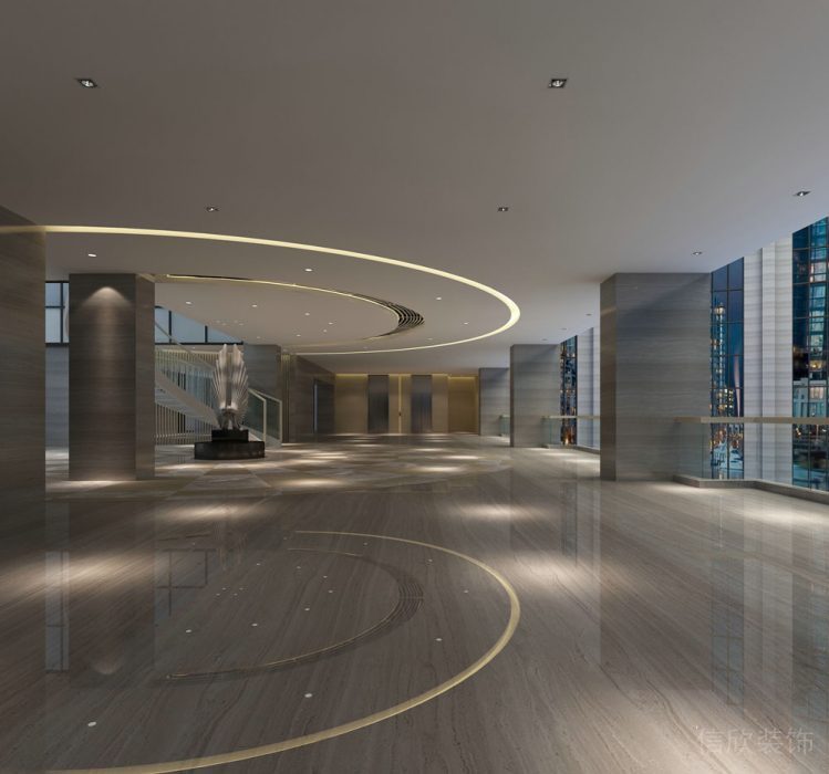 環(huán)形燈帶天花板大廳裝修設(shè)計