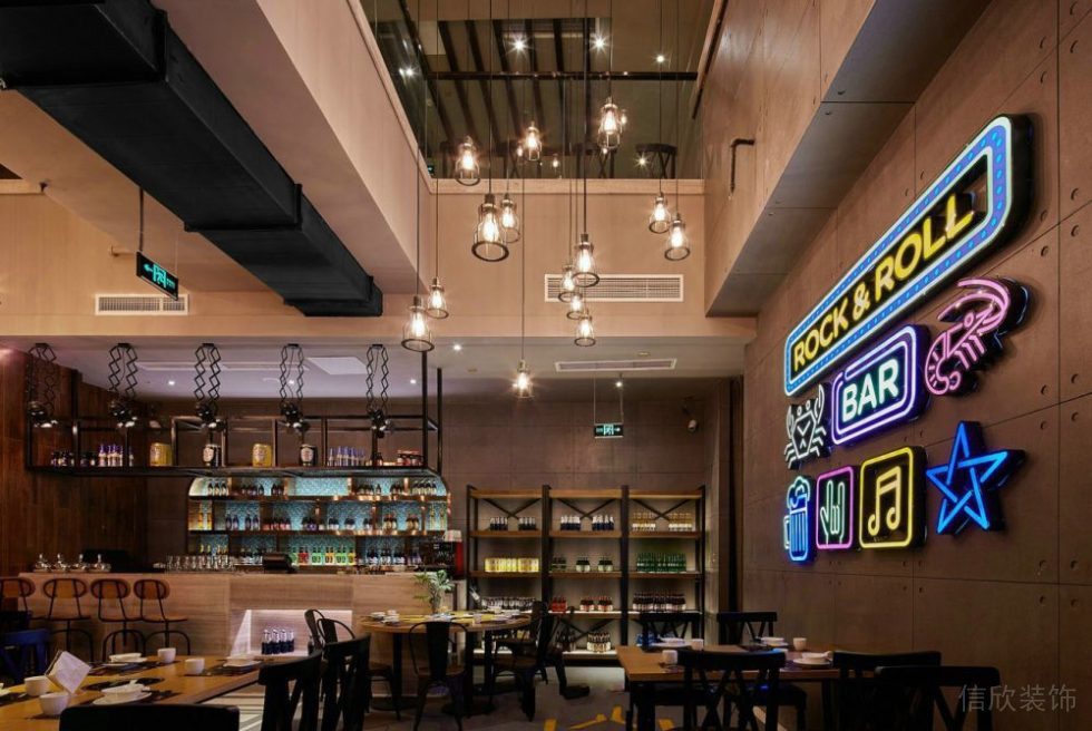 深圳南山蛇口山林烤吧餐廳裝修_收銀臺(tái)水吧