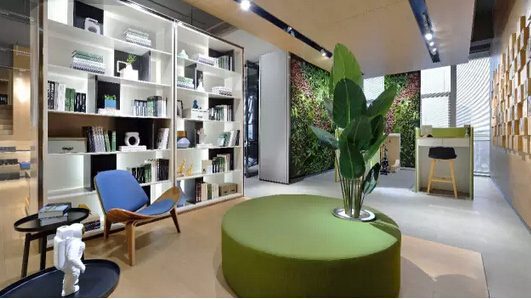 公共休息區(qū)域綠色沙發(fā)簡(jiǎn)約裝修