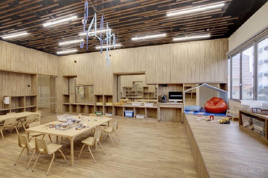 原木桌椅墻板天花板設(shè)計效果圖