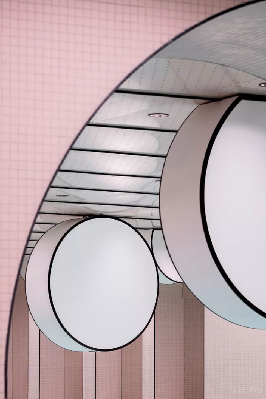 拱形黑邊金屬天花吊頂游泳培訓(xùn)少兒?jiǎn)⒚伤囆g(shù)中心機(jī)構(gòu)裝修