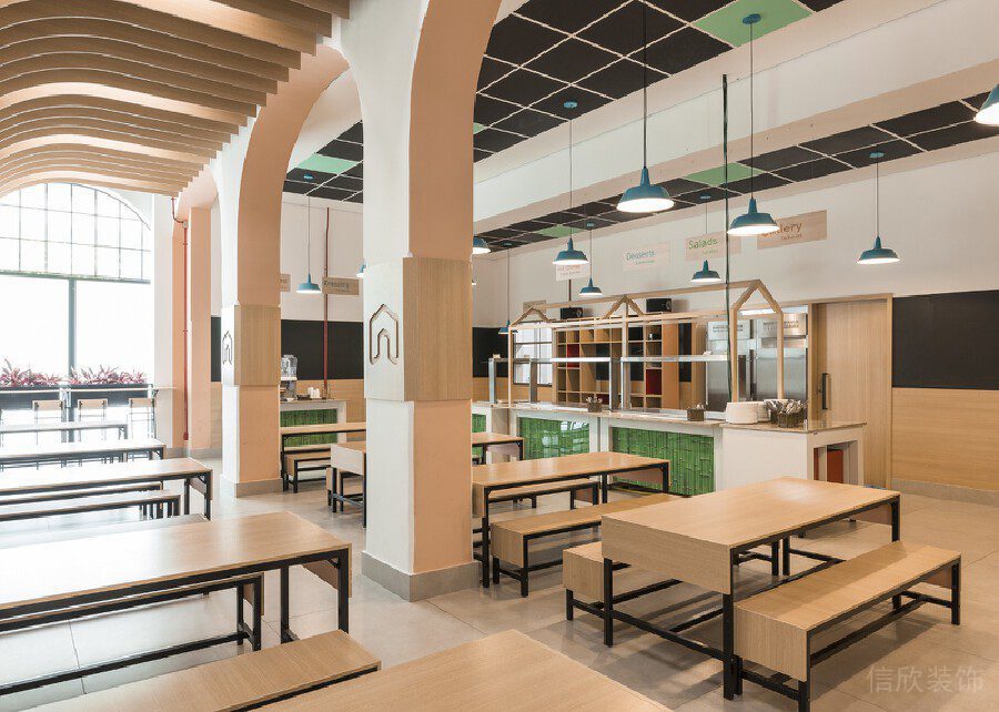 機(jī)構(gòu)設(shè)計木質(zhì)拱形天花就餐區(qū)休息區(qū)設(shè)計