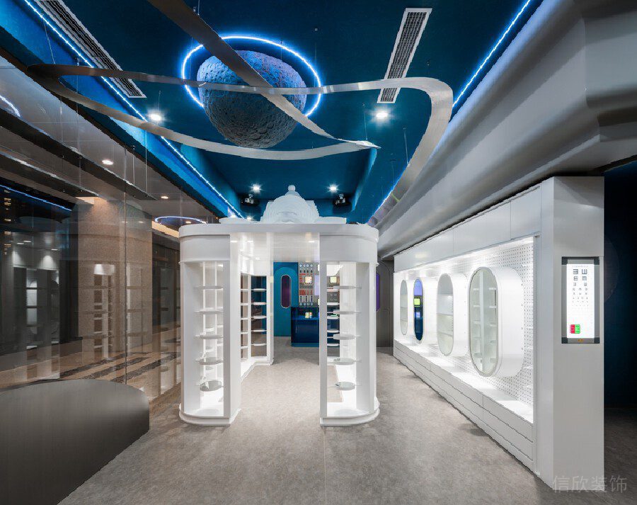 金屬弧形天花創(chuàng)意設(shè)計星球機(jī)構(gòu)效果圖