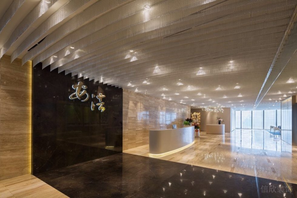 辦公室前臺(tái)裝修設(shè)計(jì)大理石燈飾設(shè)計(jì)圖