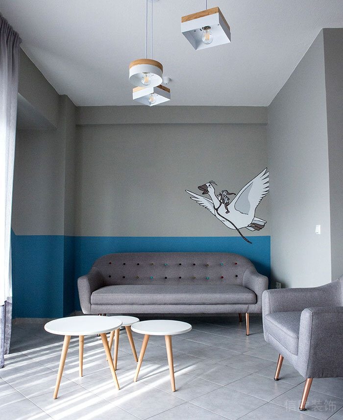 布藝沙發(fā)裝修設(shè)計(jì)簡(jiǎn)約風(fēng)半墻設(shè)計(jì)