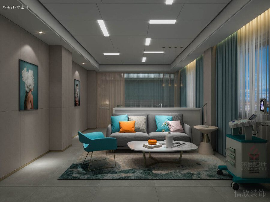 北歐風(fēng)現(xiàn)代布藝沙發(fā)裝修設(shè)計機(jī)構(gòu)休息區(qū)