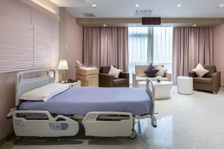 粉色月子中心休息區(qū)域裝修設(shè)計大理石地板