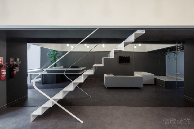極簡風創(chuàng)意階梯裝修設(shè)計復古辦公室效果