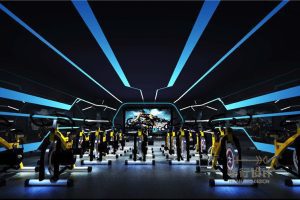 動感單車教室暗色直線線條創(chuàng)意設(shè)計(jì)健身房裝修