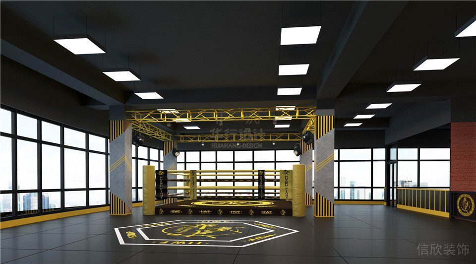 華武決朝陽店健身房設計_搏擊臺