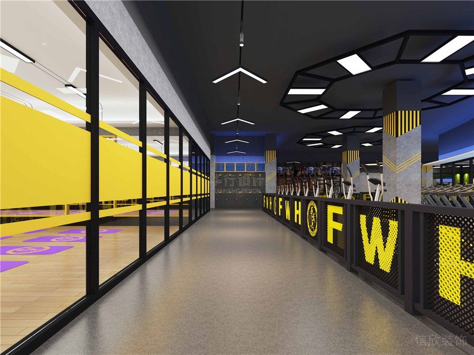 華武決朝陽店健身房設計_過道