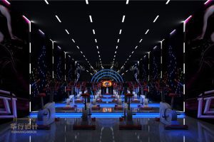 投影階梯式燈帶藍(lán)色空間動感單車健身房效果