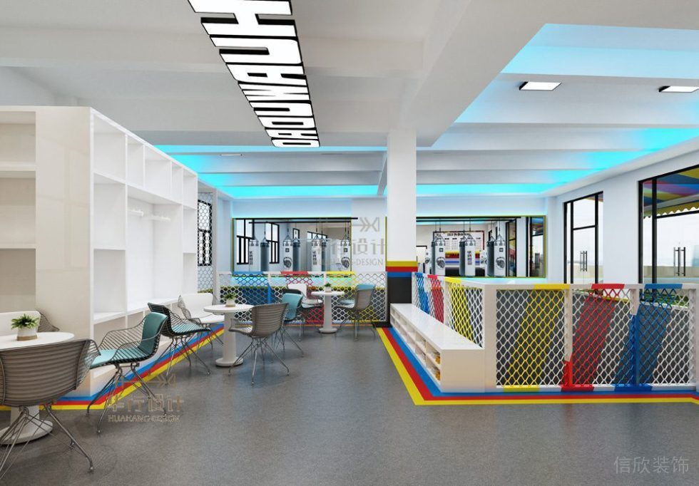 休息區(qū)白色簡(jiǎn)約墻體隔斷創(chuàng)意環(huán)形線條設(shè)計(jì)