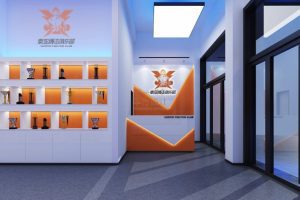 拳擊俱樂部現(xiàn)代前臺區(qū)裝修設(shè)計(jì)橙色皮革