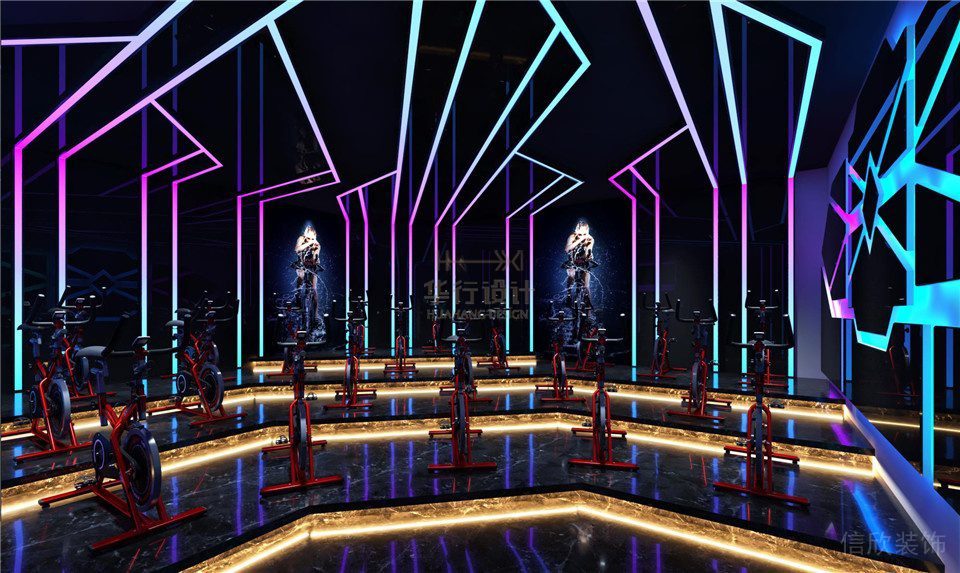 健身房裝修設計自由健身-動感單車 健身房裝修設計自由健身-動感單車