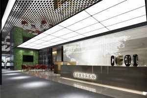 金屬過(guò)道設(shè)計(jì)led燈前臺(tái)區(qū)域大理石效果圖健身俱樂(lè)部