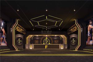 木質(zhì)暗色前臺區(qū)裝修設(shè)計(jì)跆拳道裝修