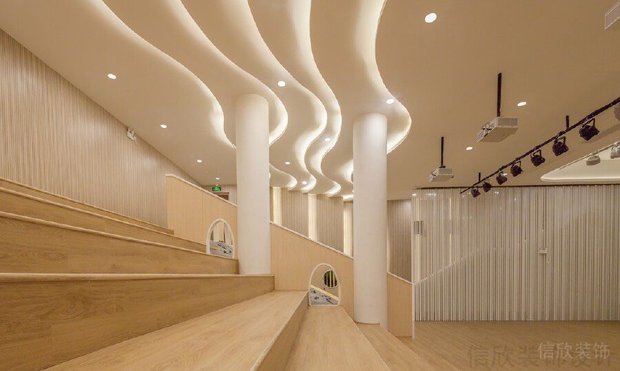 階梯式開放式木質(zhì)效果圖辦公室射燈設(shè)計(jì)圖