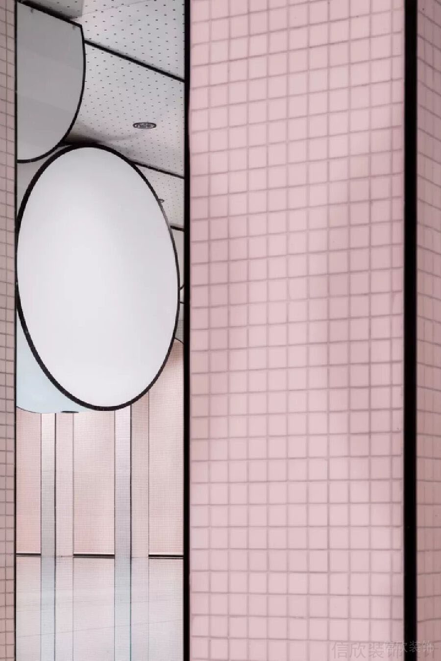 墻體粉色簡約現代設計游泳池裝修效果圖。