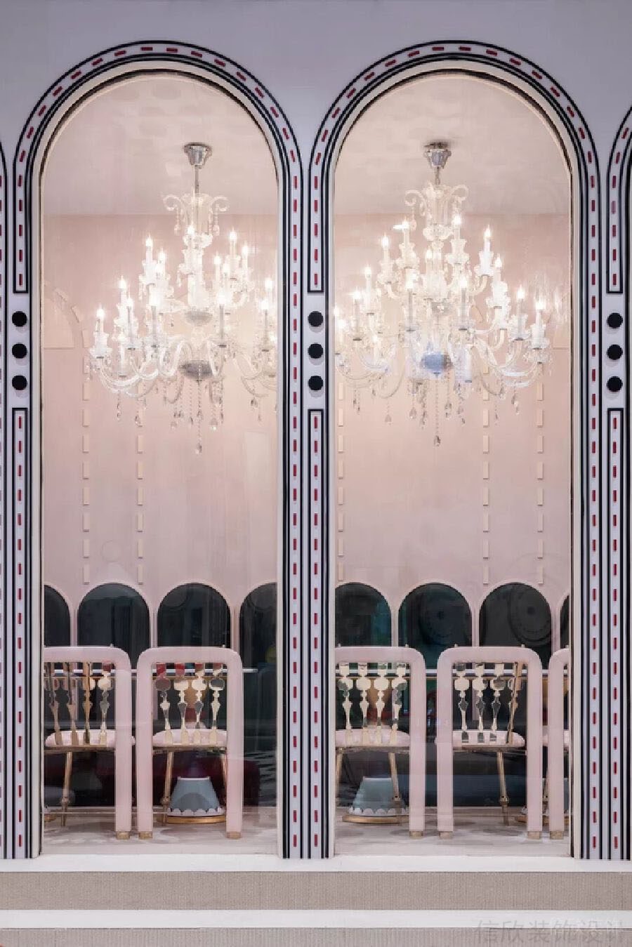 宮廷風辦公室培訓機構休息區水晶天花吊頂