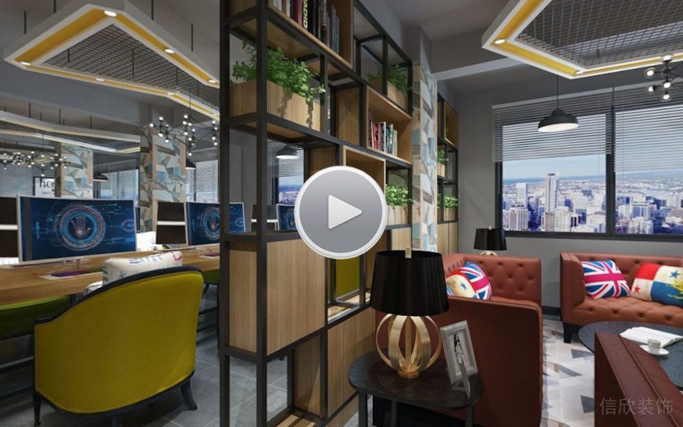 辦公室木質(zhì)墻柜創(chuàng)意設(shè)計(jì)休息區(qū)