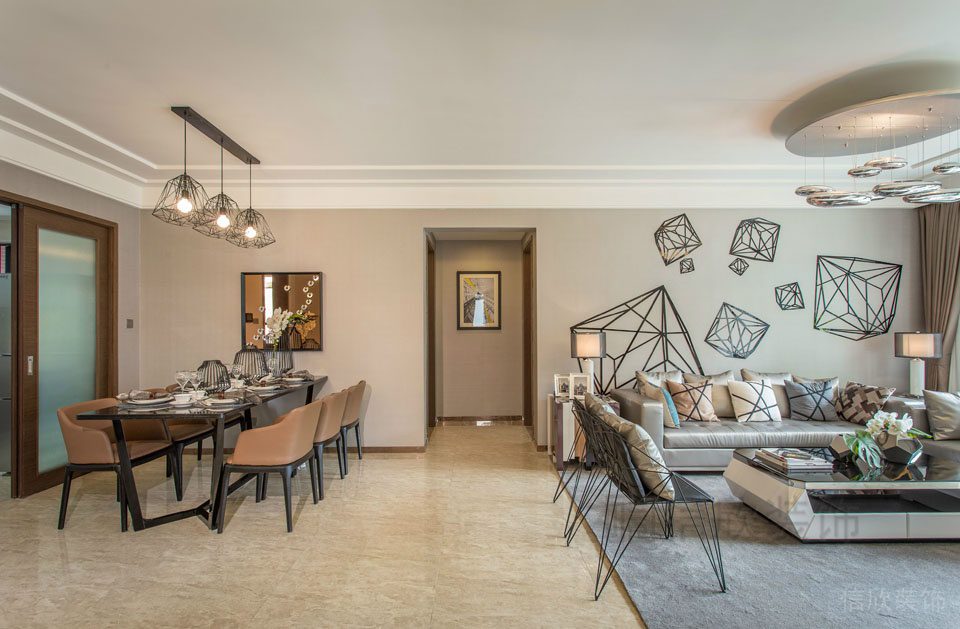 北歐風簡約大廳過道效果圖大理石地板房屋設計圖