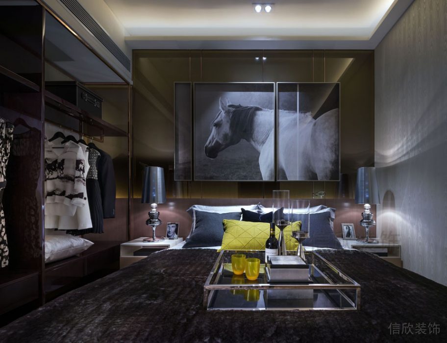 全屋定制裝修設(shè)計(jì)臥室暗色商務(wù)風(fēng)懸掛定制效果圖