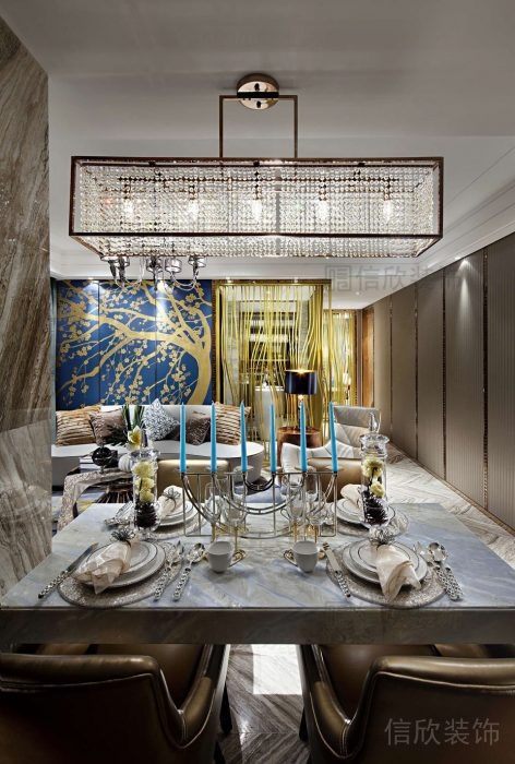 全屋定制設(shè)計(jì)水晶吊頂古典創(chuàng)意墻體大理石地板