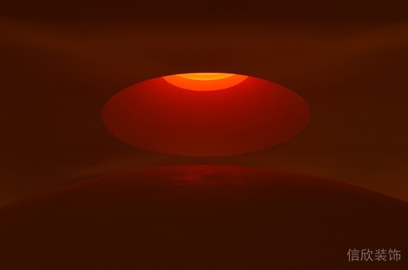 天花鏤空設計紅色天井辦公室效果圖