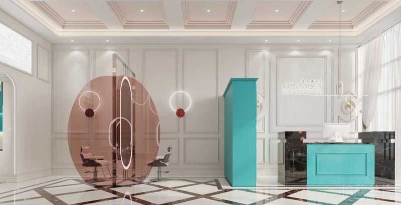 簡(jiǎn)約風(fēng)創(chuàng)意大理石菱形地板古典石膏線大廳設(shè)計(jì)