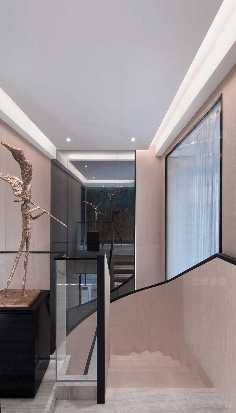 辦公室現代簡約風玻璃樓梯效果圖