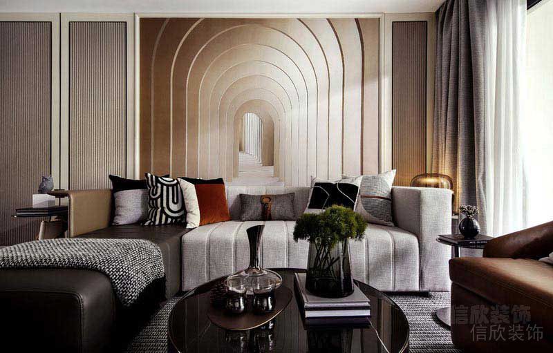 二手房改造現(xiàn)代輕奢風(fēng)沙發(fā)背景墻效果圖