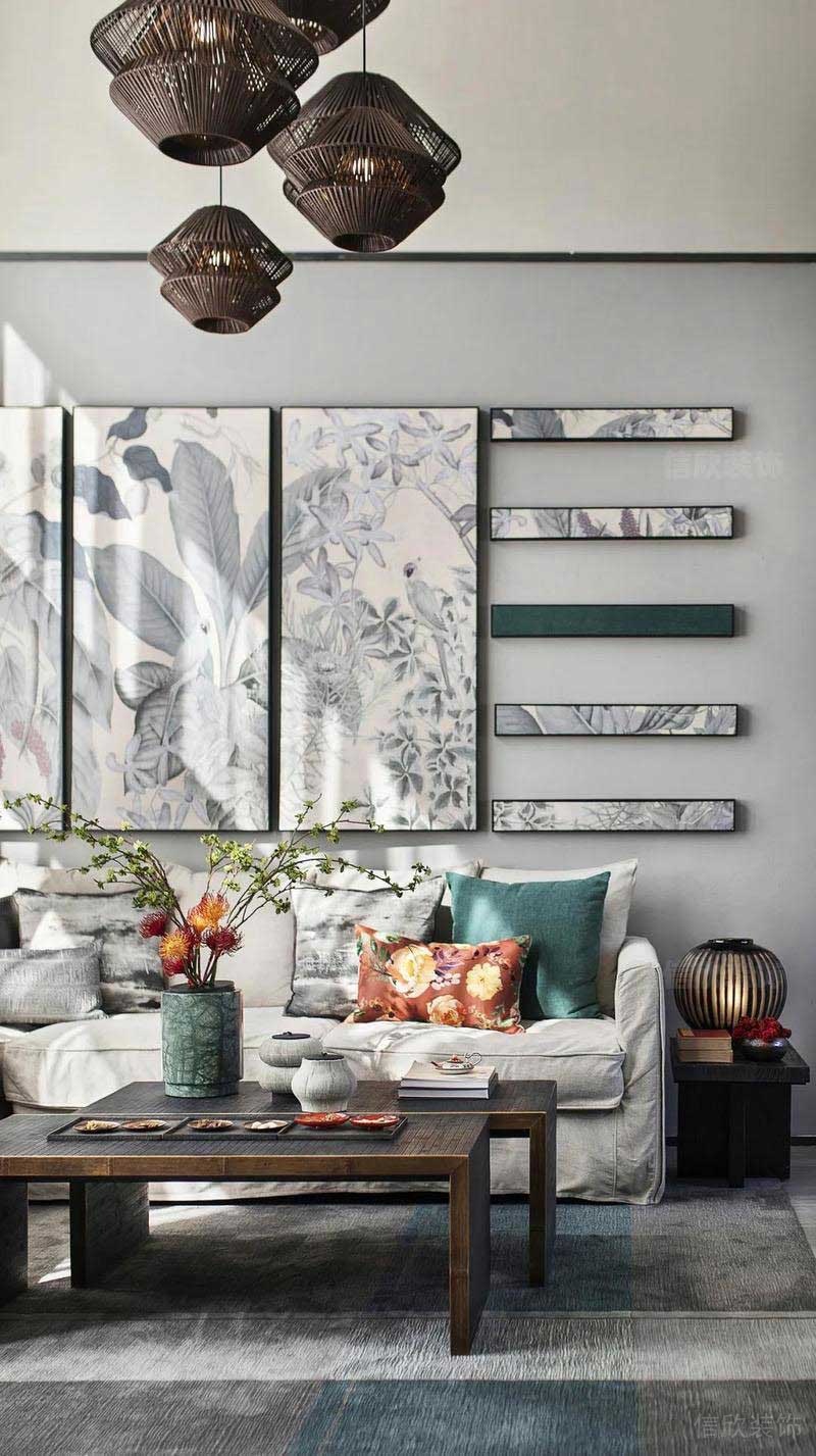 客廳藝術(shù)畫的沙發(fā)背景墻