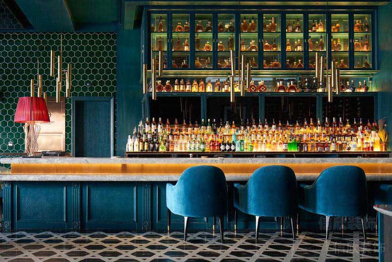 藍色酒吧吧臺設計裝修圖