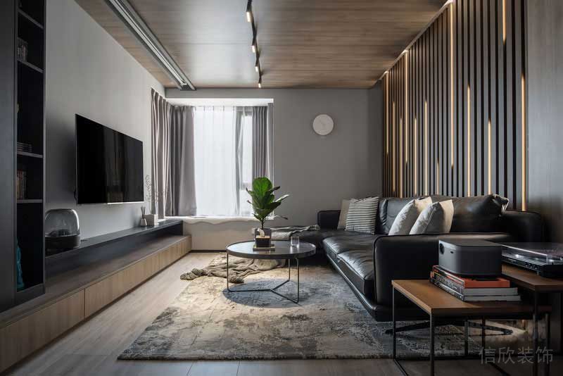 現(xiàn)代啊風(fēng)格公寓空間客廳沙發(fā)背景墻