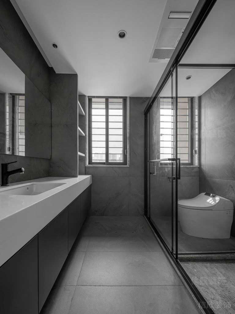 現代風灰色系新房衛生間效果圖
