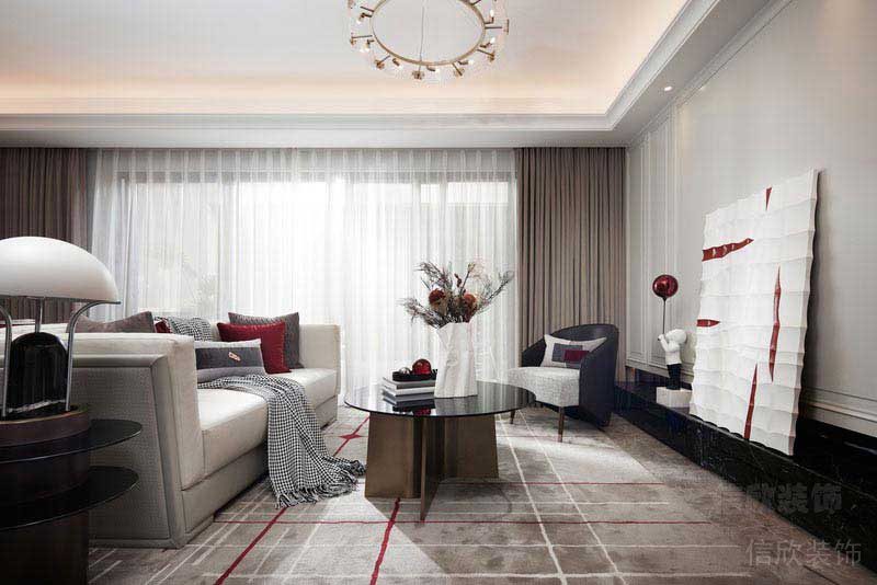 新居現(xiàn)代輕奢風(fēng)白色周邊頂簡約背景墻效果圖