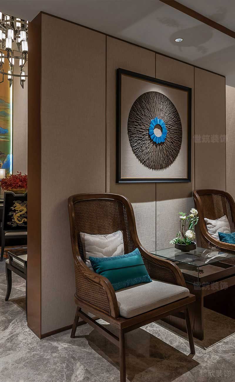 新中式酒店空間客房休息區