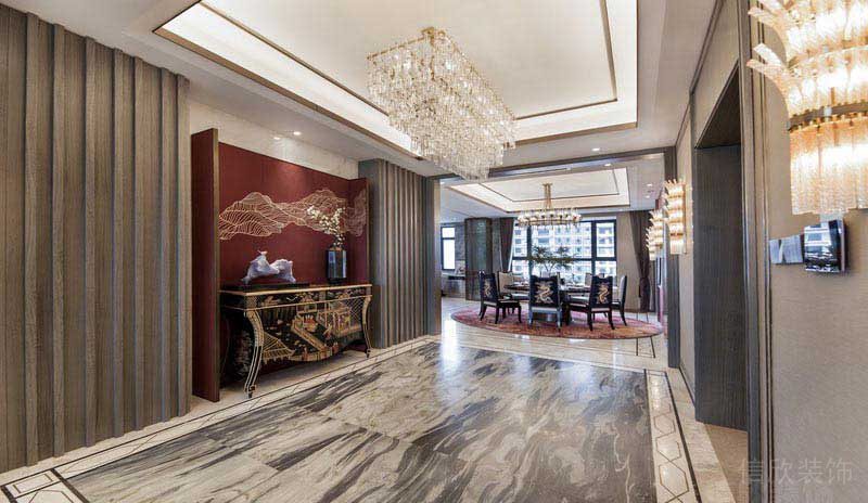 中式輕奢風辦公室會客區(qū)走道