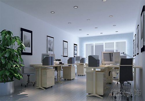復(fù)古多人辦公室裝修效果圖吸頂燈裝修木質(zhì)滑輪座椅效果圖