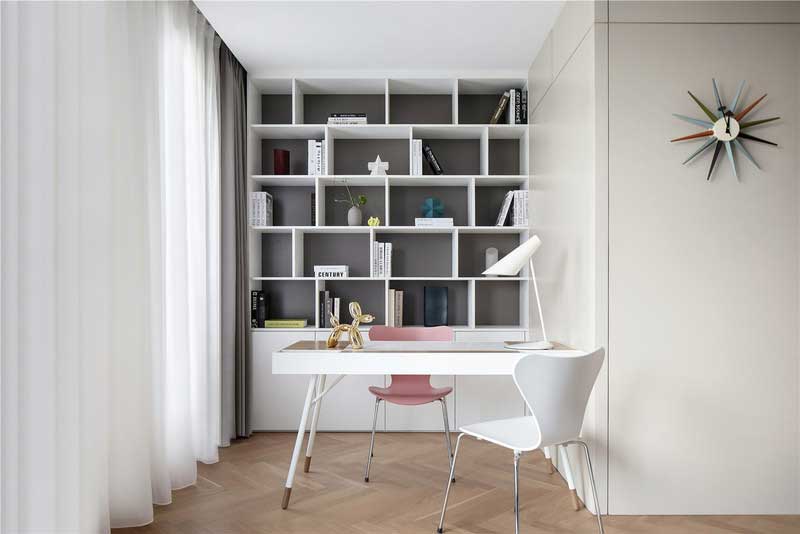 深圳龍華區(qū)現(xiàn)代中式風(fēng)格舊房裝修改造完工后實(shí)景圖女兒房學(xué)習(xí)區(qū)