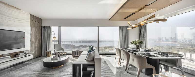 深圳鹽田區(qū)現(xiàn)代輕奢家庭裝修設(shè)計(jì)客餐廳 深圳鹽田區(qū)現(xiàn)代輕奢家庭裝修設(shè)計(jì)客餐廳