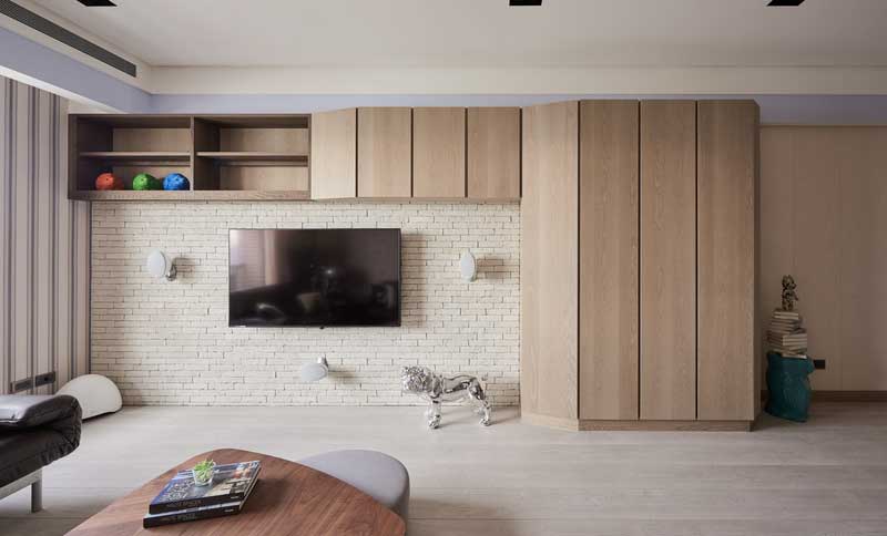 深圳福田區(qū)梅林北歐風(fēng)格家庭裝修工程電視背景墻