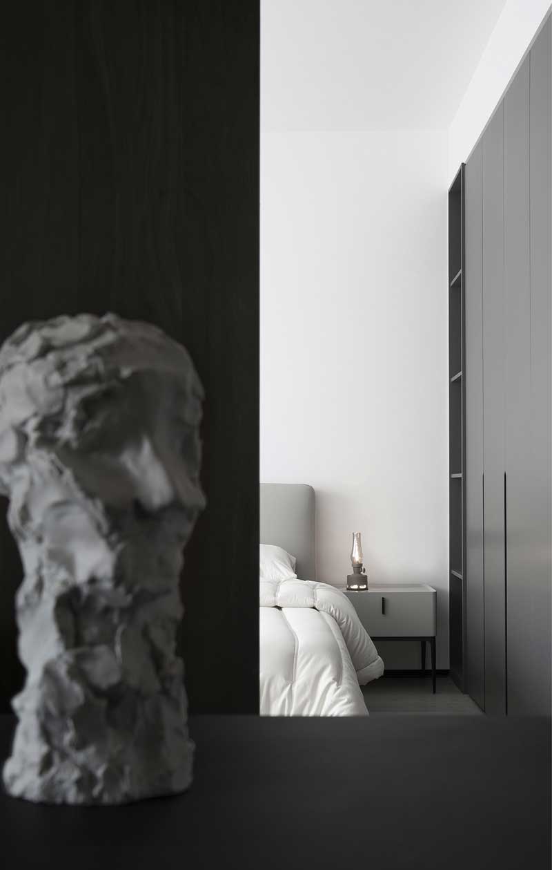 深圳鹽田美式極簡風家庭新房裝修工程案例次臥軟裝