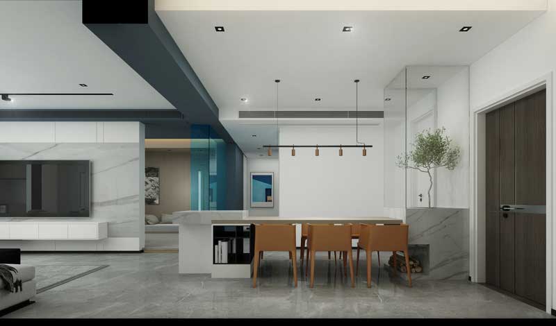 深圳南山中心區(qū)現(xiàn)代風(fēng)格家居新房裝修客餐廳效果圖