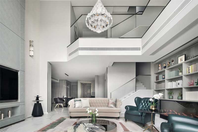 深圳南山區西麗簡約風格別墅裝修會客廳中空吊頂 深圳南山區西麗簡約風格別墅裝修會客廳中空吊頂