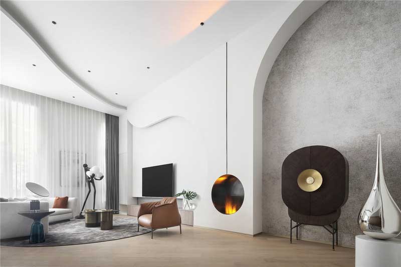 深圳龍華區(qū)現(xiàn)代中式風(fēng)格舊房裝修改造完工后實(shí)景圖客廳墻體