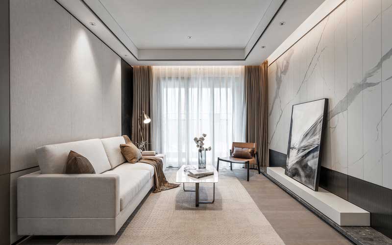 深圳寶安現(xiàn)代簡(jiǎn)約樣板房裝修設(shè)計(jì)客廳